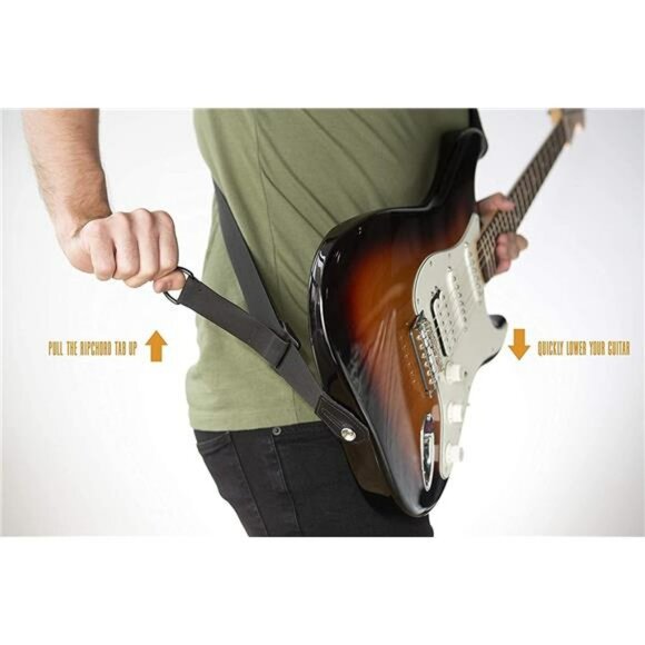 Black Leather Guitar Strap Adjustable Padded Suede Back for Electric Acoustic - Picture 4 of 6